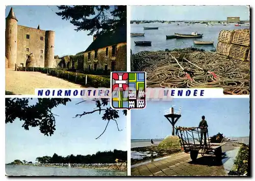 Moderne Karte Ile de noirmoutier le Chateau Xi siecle le Port de l'Herbaudiere la Plage des Dames le Passage d