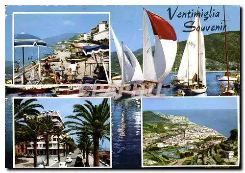 Moderne Karte Ventimiglia Souvenir Bateaux