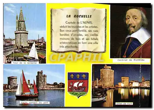 Moderne Karte La Rochelle Charente Maritime Tour de la lanterne Cardinal de Richelieu Yacht sortant du port Ef