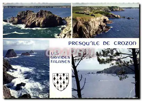 Moderne Karte La Bretagne en couleurs Presqu'ile de Crozon les falaises le Chateau de dinan la Fraternite a Ro