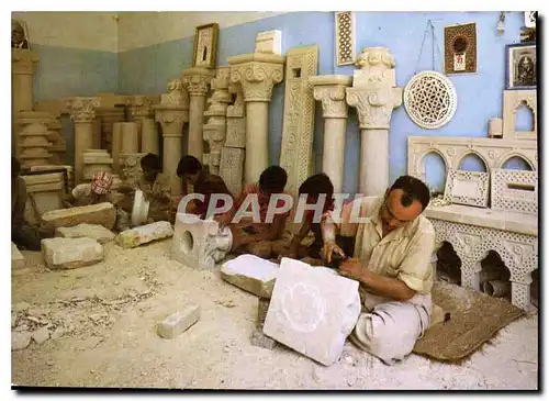 Cartes postales moderne Tunisie Dar Chaabane Nabeul un atelier de sculpture sur pierre