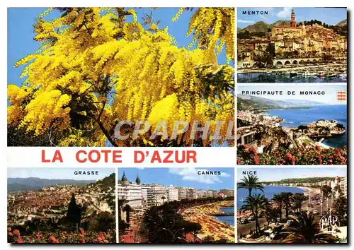 Moderne Karte La Cote d Azur Monaco Menton Grasse Cannes