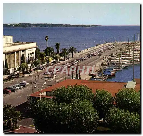 Moderne Karte Cannes le Casino Municipal et un Coin du port dans le Lointain les Iles de Lerins vue prise de l