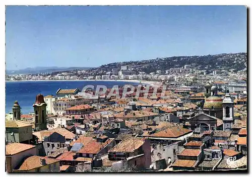 Moderne Karte Nice Capitale Mondiale du Tourisme les Toitures du Vieux Nice et la Baie des Anges