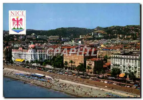 Moderne Karte Au soleil de la Cote d'Azur Nice vue aerienne de la Promenade des Anglais