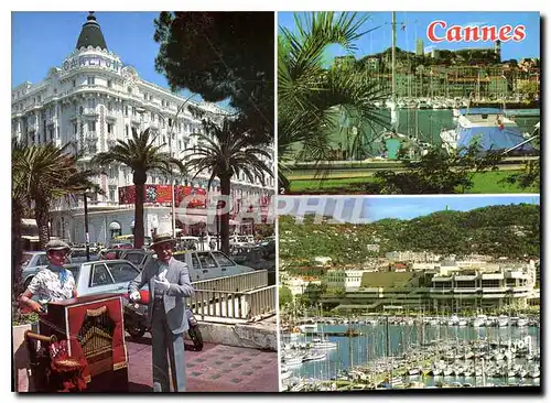 Moderne Karte La Cote d'Azur Cannes Alpes Maritimes Le Cariton le vieux Port et le Suquet le Port et le Palais