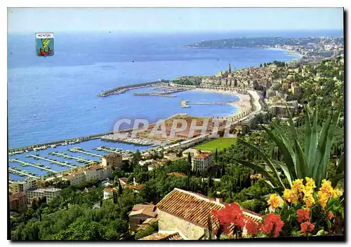 Moderne Karte Cote d'Azur French Riviera Menton Alpes Maritimes vue generale le nouveau port