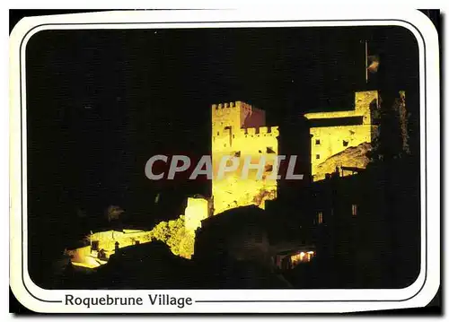 Moderne Karte Reflest de la Cote d'Azur Roquebrune Village Le Chateau medieval X siecle de nuit