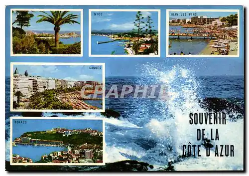 Moderne Karte Cote d'Azur Cannes Juan les Pins Antibes Nice Monaco