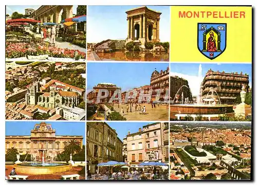 Cartes postales moderne Couleurs et lumiere de France Montpellier Herault Le marche aux fleurs le chateau d'eau du Peyro