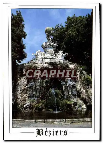 Moderne Karte Beziers Herault la fontaine du Titan au plateau des Poetes