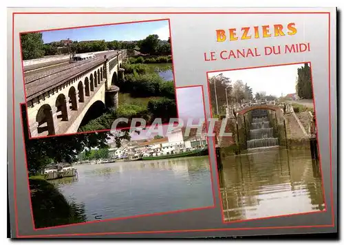 Cartes postales moderne Beziers Herault le Canal du Midi le Pont Canal sur l'Orb le Port Neuf les Ecluses de Fonserane