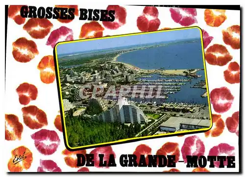 Moderne Karte Le Languedoc la Grande Motte Herault vue generale aerienne au premier plan la Grande Pyramide et