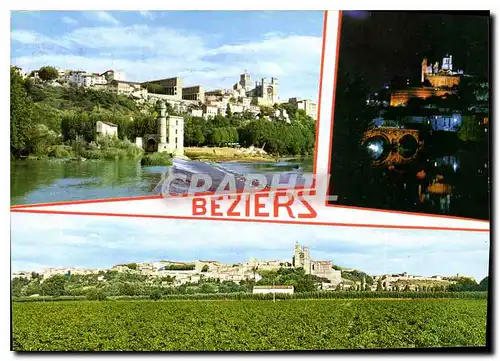 Cartes postales moderne Capitale du Vignoble Languedocien Beziers la Cathedrale St Nazaire et le canal de l'Orb