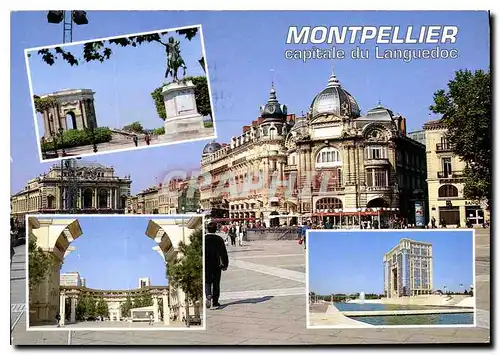 Cartes postales moderne Montpellier Herault la Place de la Comedie l'Hotel de le Region Antigone le Peyrou