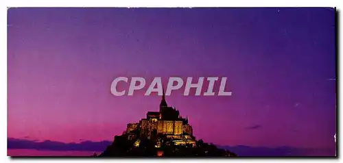 Moderne Karte Couleurs et lumiere de France Merveille d'Occident Le Mont Saint Michel Manche Crepuscule sur la