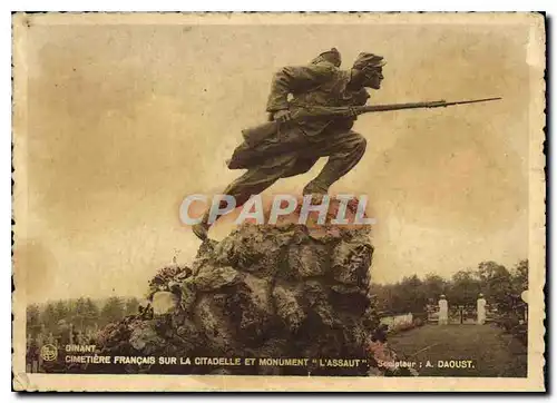 Moderne Karte Dinant Cimetiere francais sur la citadelle et monuemnt l'assaut