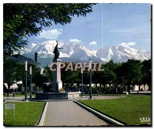 Moderne Karte Sallanches Place Charlos Albert et le mont Blanc