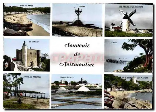 Cartes postales moderne Ile de Noirmoutier Souvenir Moulins a vent Plage des Dames Le Gois Le ch�teau Camping des Sablea