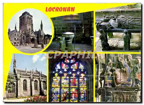 Moderne Karte Couleurs de bretagne Locronan L'Eglise et l'Interieur