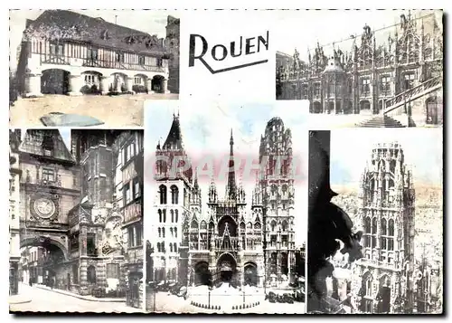 Cartes postales moderne Rouen Seine Mme la Cathedrale Place du Vieux Marche le Palais de Justice le Gros Horloge la Cath