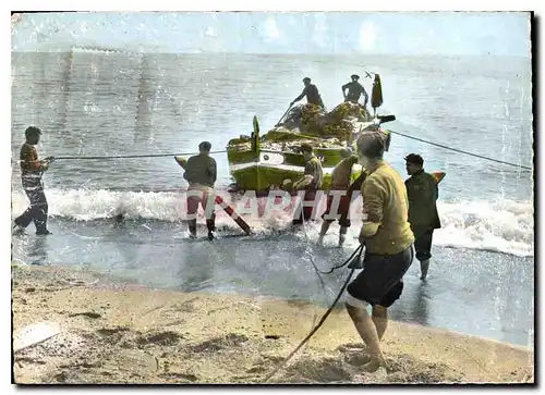 Moderne Karte Une Barque va etre tiree sur la Plage