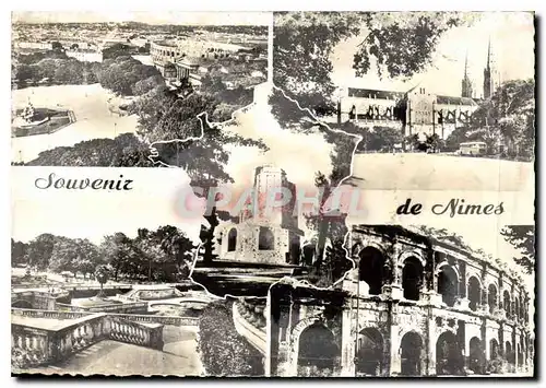 Cartes postales moderne Nimes Gard Vue d'ensemble sur les Arenes et l'Esplanade Eglise St Baudile la Tour Magne Vue d'en