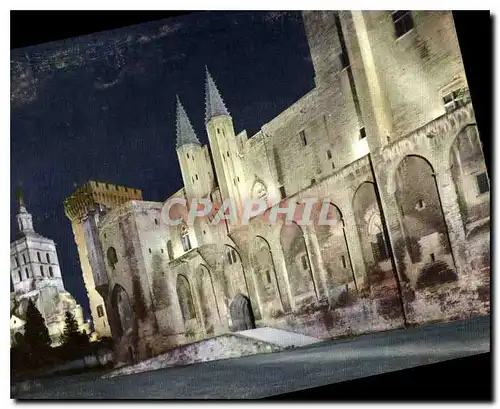 Cartes postales moderne Avignon Palais des Papes la nuit