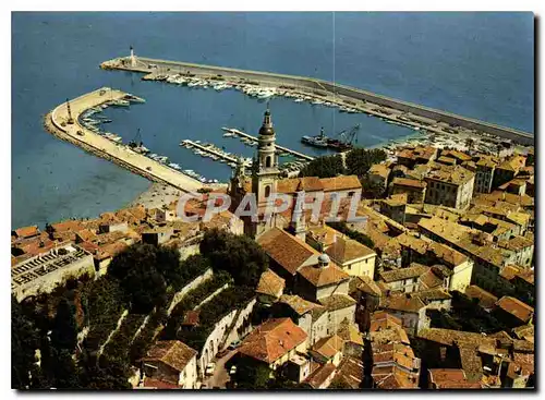 Cartes postales moderne Les Sites Merveilleux de la Cote d'Azur Menton A M Vue generale sur le Vieux Menton et le port