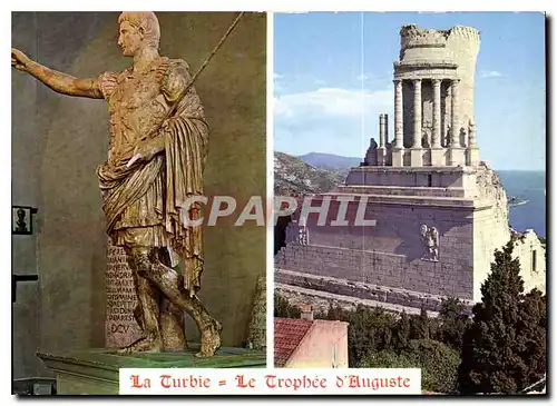 Cartes postales moderne La Turbie Cote d'Azur le Trophee d'Auguste Vestige Romain la Statue d'Auguste la Tour