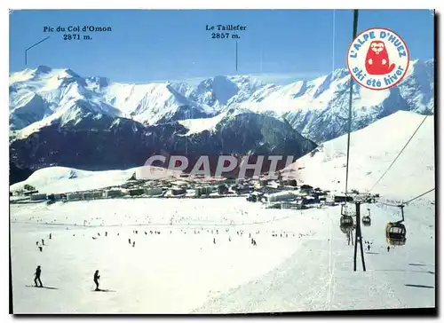 Cartes postales moderne Alpe d'Huez Isere au fond le massif de l'Oisans