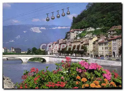 Moderne Karte Grenoble Isere les quais de l'Isere Telepheique de la Bastille