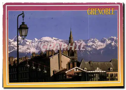 Cartes postales moderne Grenoble Dauphine France le clocher de l'Eglise St Andre la chaine de Belledonne Telepherique de