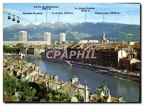 Cartes postales moderne Grenoble Isere Quais de l'Isere telepherique de la Bastille