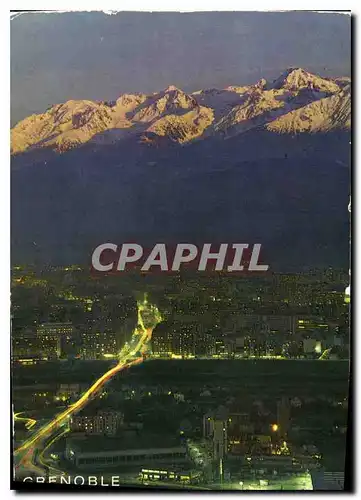 Moderne Karte Grenoble au crepuscule Les Grands Boulevards et Belledonne