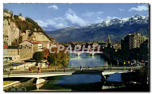 Cartes postales moderne Grenoble Isere Ville olympique l'Isere le pont de la porte de France et le rocher de la Bastille