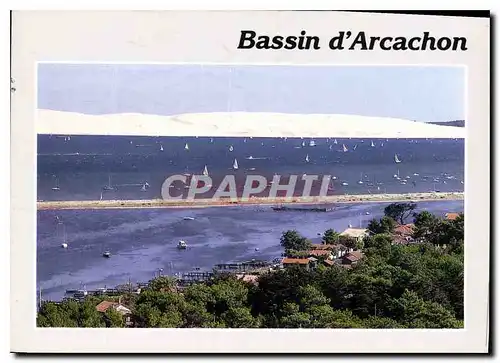 Moderne Karte Bassin d'Arcachon Arcachon le Cap Ferret Gironde Vue sur le Bassin d'Arcachon le mumbaud et la d