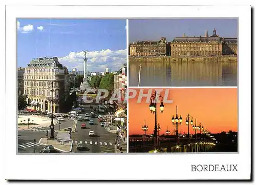 Cartes postales moderne Bordeaux Gironde les Allees de Tourny et la Place de la Comedie la Garonne et la Place de la Bou