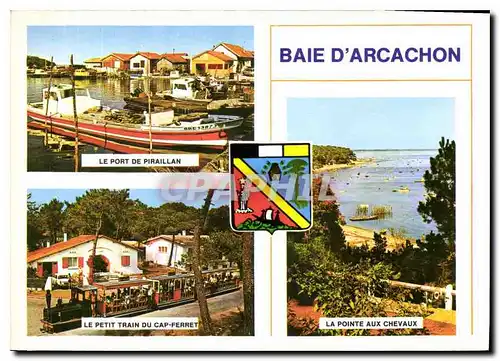 Moderne Karte Couleurs et Lumiere de France la Baie d'Arcachon Gironde Le port de Piraillan Le petit Train du