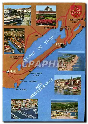 Cartes postales moderne Le Bassin de Thau Herault et ses villes environnantes