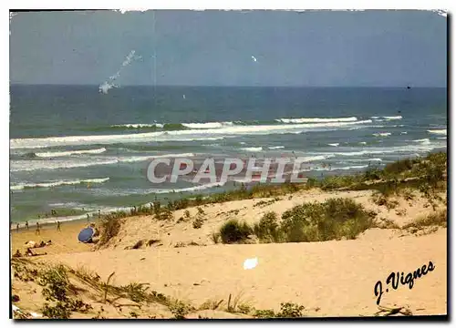 Moderne Karte Visage des Landes Plage de la Cote Aquitaine les vagues sont des fleurs breves languides