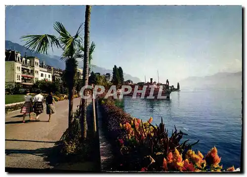 Moderne Karte Montreux les quais fleuris