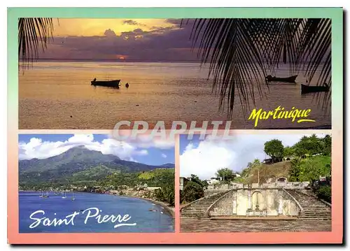 Moderne Karte Martinique Saint Pierre Mme Suzanne Laurent Petit Lezard Le Diamant