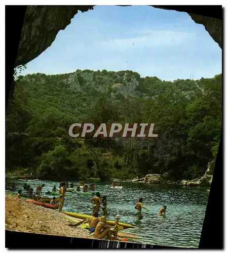 Moderne Karte Les Gorges de l'Ardeche Le Pont d'Arc creuse par les eaux dans le rocher