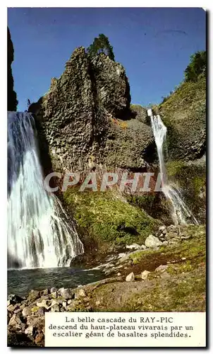 Moderne Karte La Belle cascade du Ray Pic descend du haut plateau vivarais par un escalier geant de basaltes s