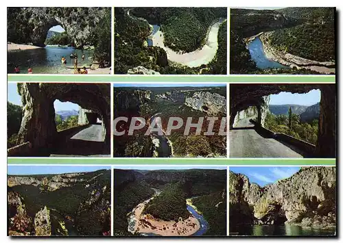 Moderne Karte Paysages du Vivarais Gorges de l'Ardeche Pont d'Arc ert Defile de Roums