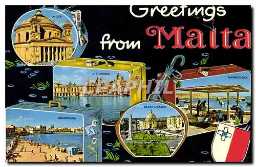 Moderne Karte Greeting from Malta