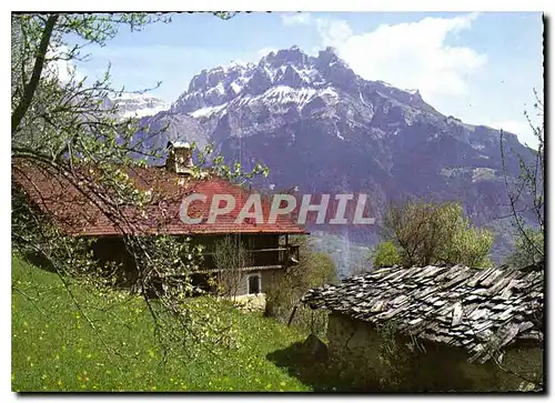 Moderne Karte Printemps dans les Alpes Dans un coin de la Vallee