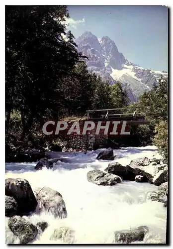 Moderne Karte Massif de l'Oisans Route d'Ailefroide et le Pelvoux