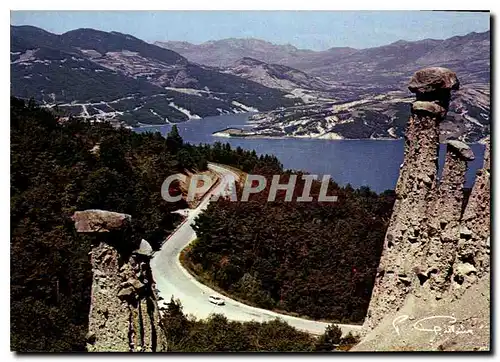 Moderne Karte Les Hautes Alpes Lac de Serre Poncon Les Demoiselles Coiffees